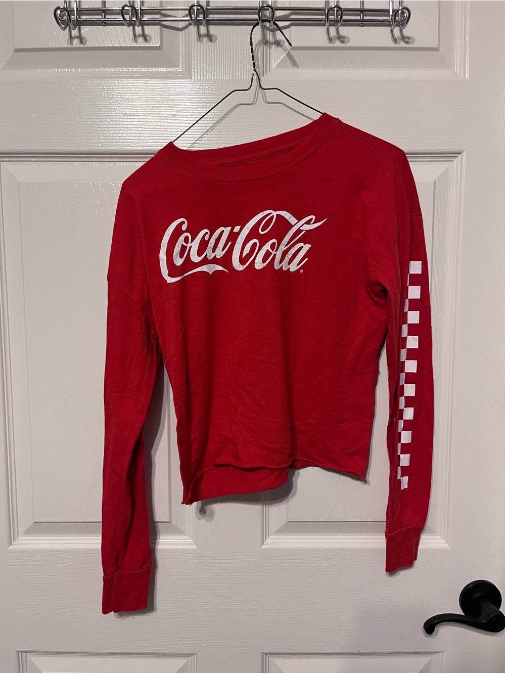Cropped Coca Cola Red Long-Sleeve Logo Tee